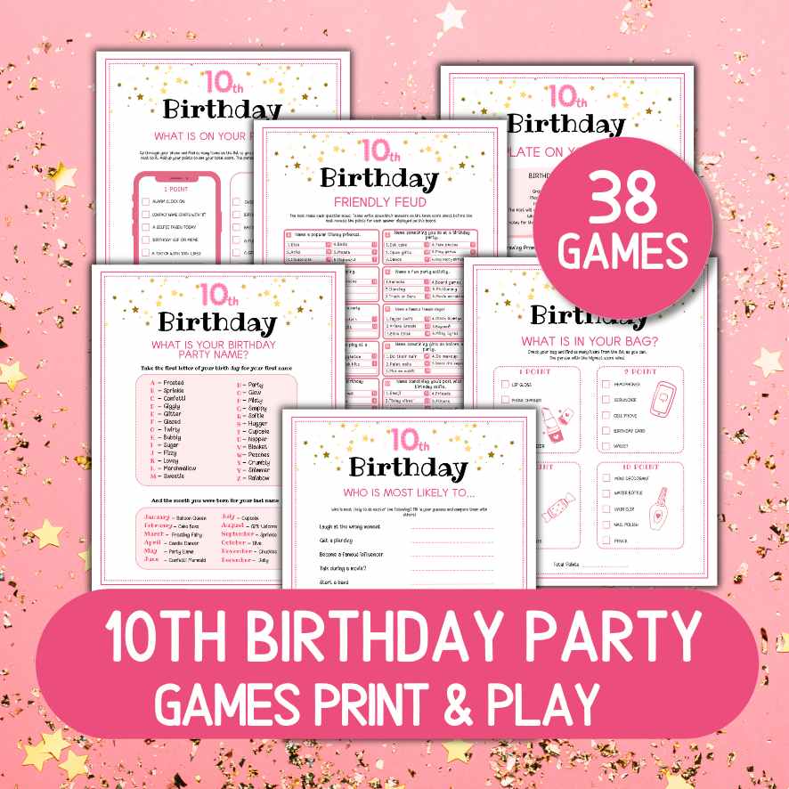10TH BIRTHDAY PARTY GAMES PRINTABLE