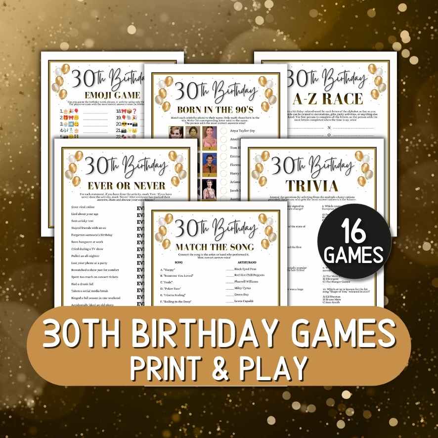 30TH BIRTHDAY PARTY GAMES BUNDLE