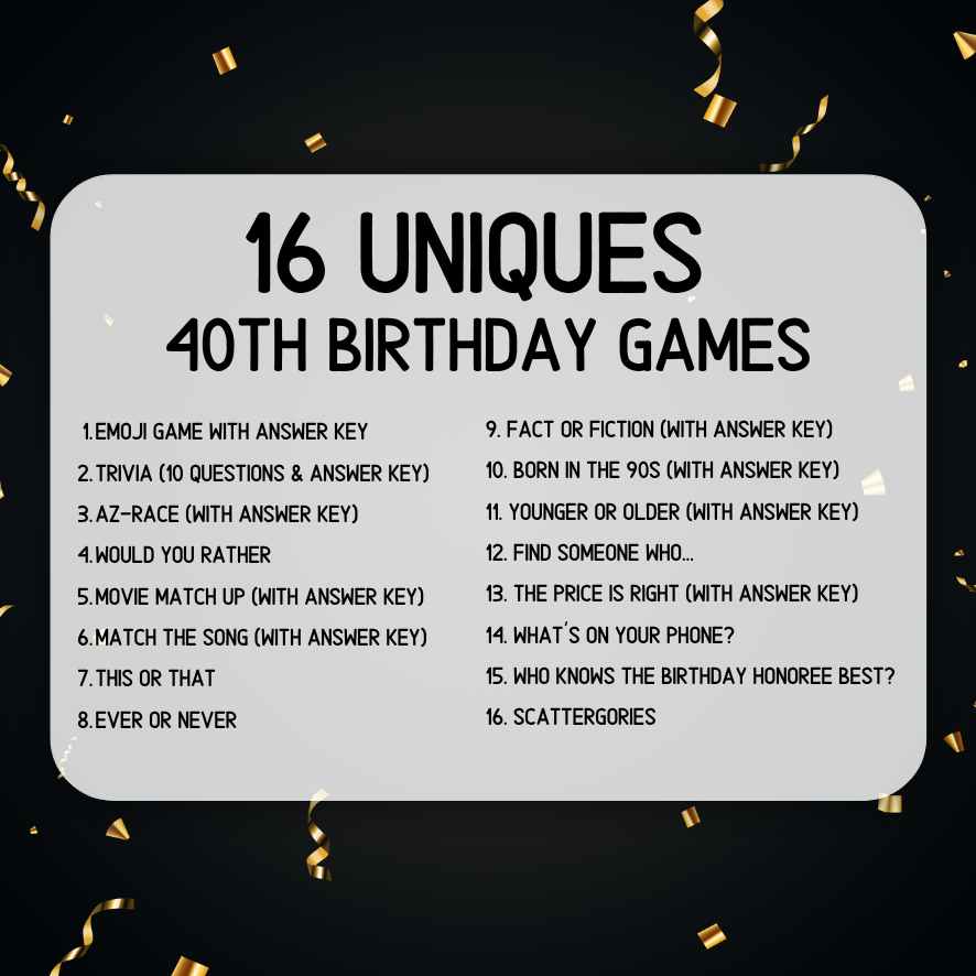 40TH BIRTHDAY GAMES PRINTABLE - Image 6