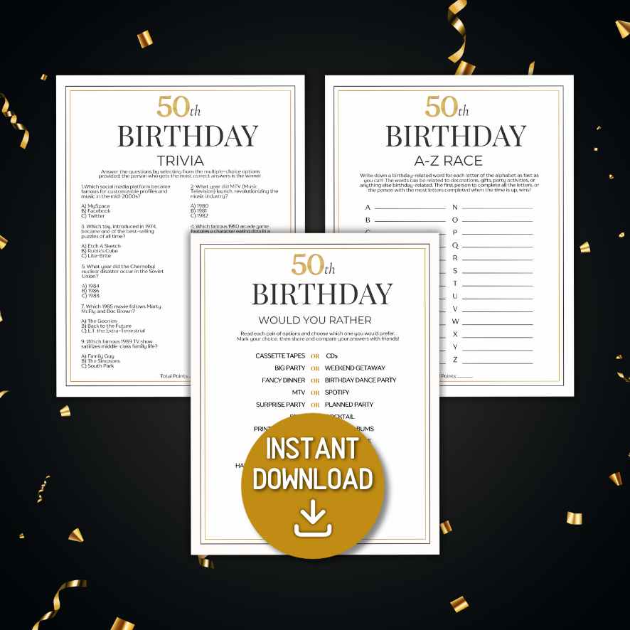 50TH BIRTHDAY PARTY GAMES PRINTABLE - Image 2