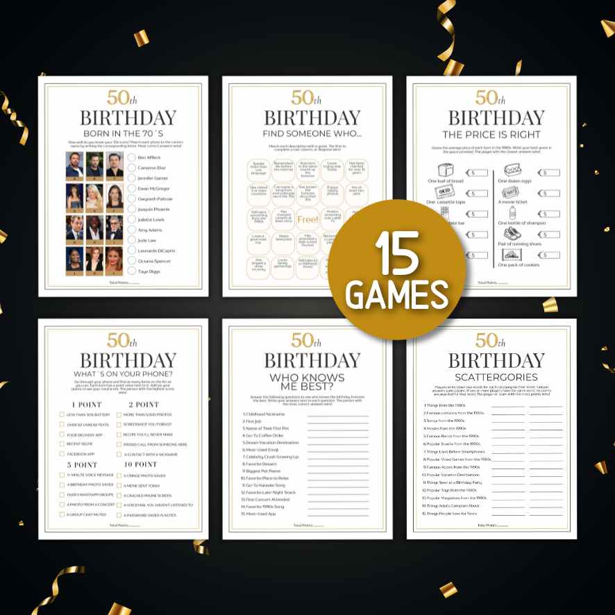 50TH BIRTHDAY PARTY GAMES PRINTABLE - Image 3