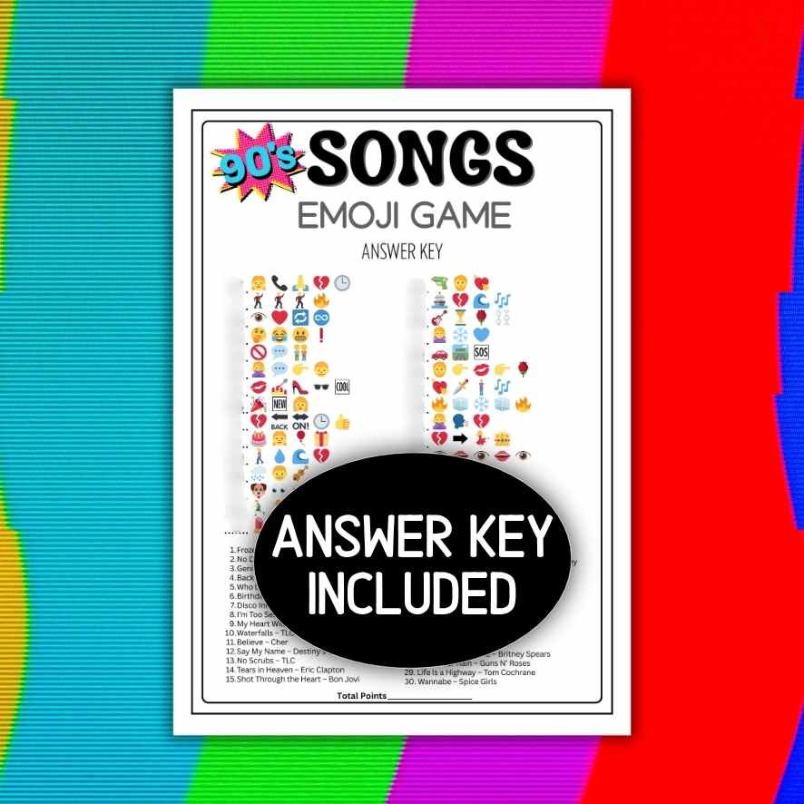 90s EMOJI SONGS GAME PRINTABLE - Image 3
