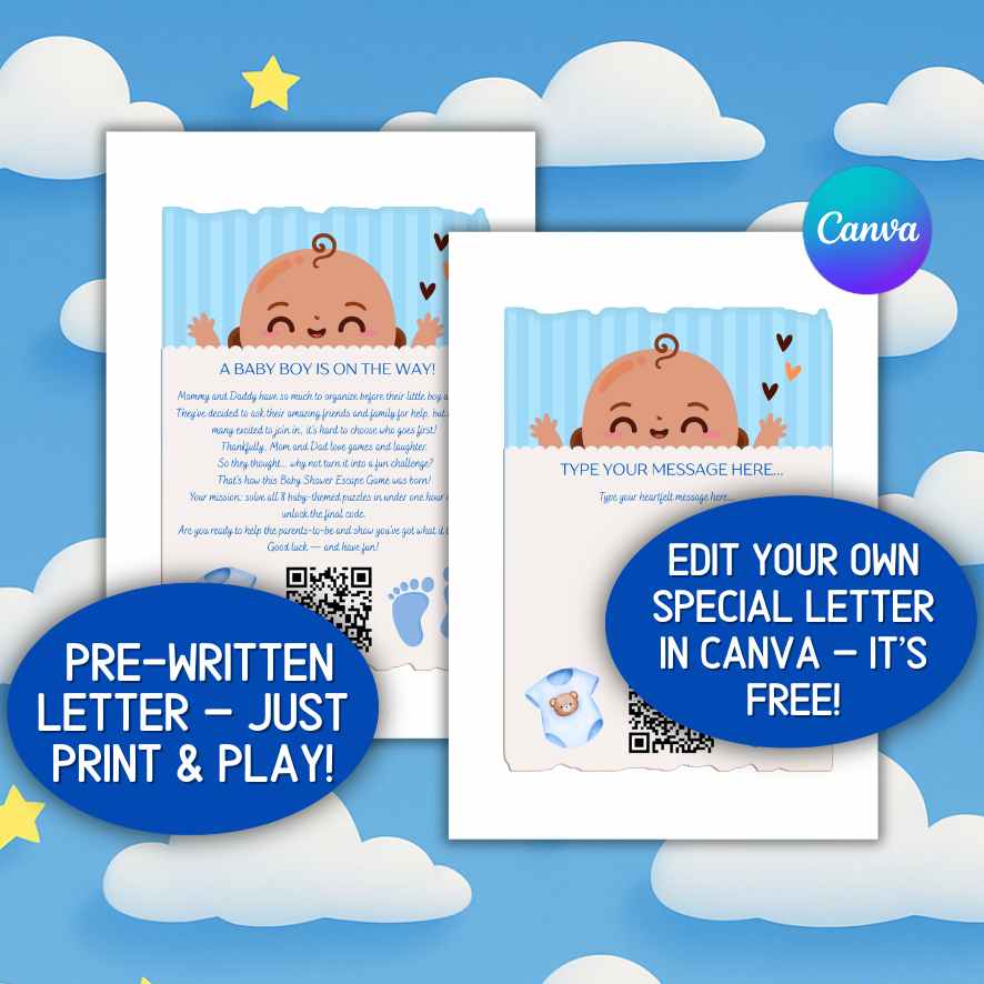 BABY SHOWER ESCAPE ROOM BOY PRINT AND PLAY - Image 3