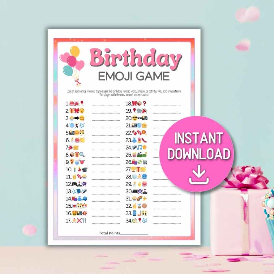 BIRTHDAY EMOJI GAME FOR TEENS