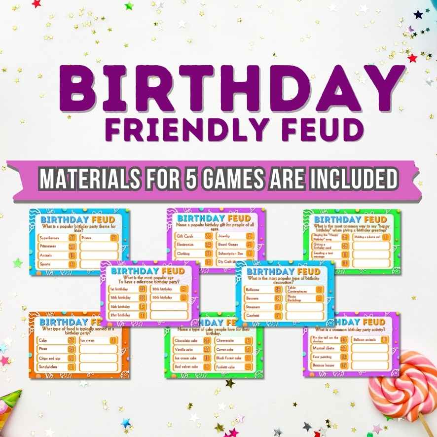 BIRTHDAY FRIENDLY FEUD GAME - PRINTABLE GAME - Image 5