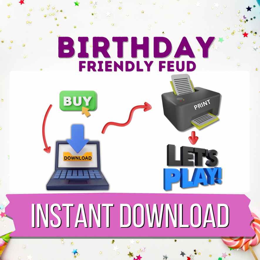 BIRTHDAY FRIENDLY FEUD GAME - PRINTABLE GAME - Image 8