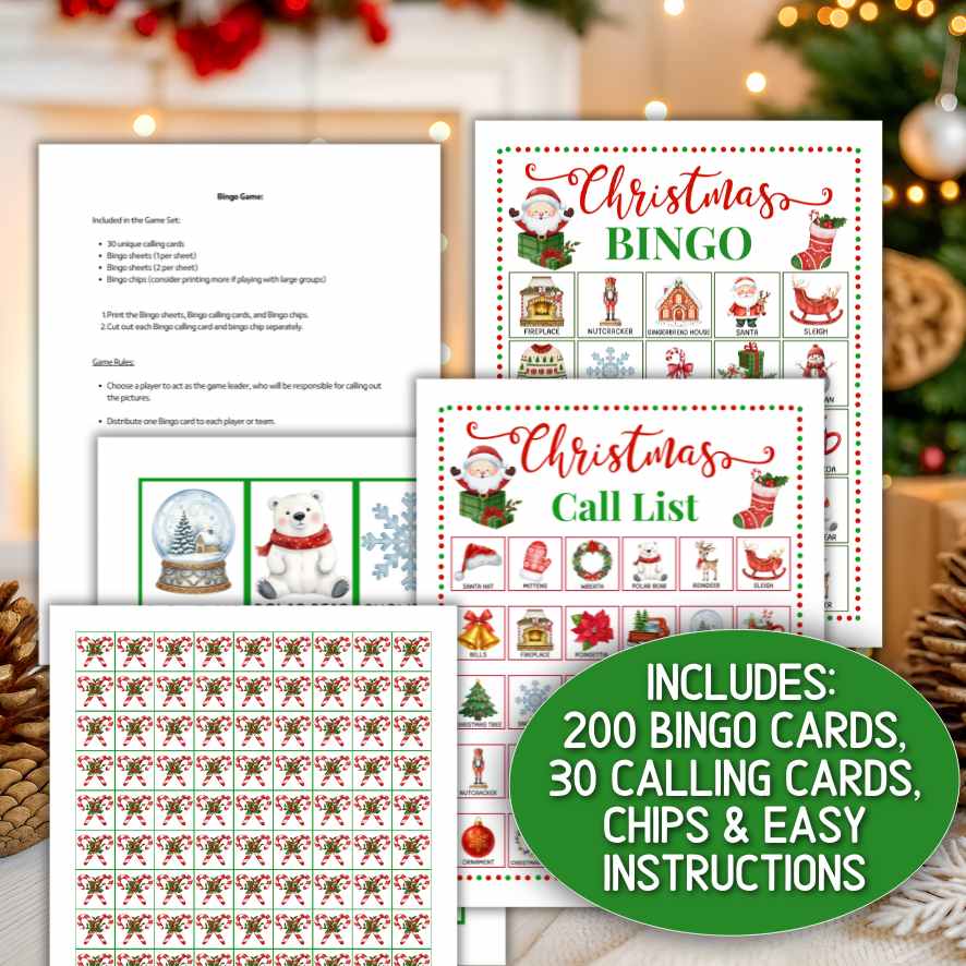 CHRISTMAS BINGO 200 CARDS PRINTABLE - Image 6