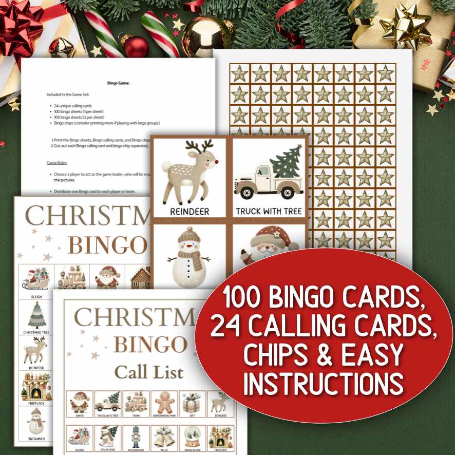 CHRISTMAS BINGO NEUTRAL BOHO STYLE - Image 5