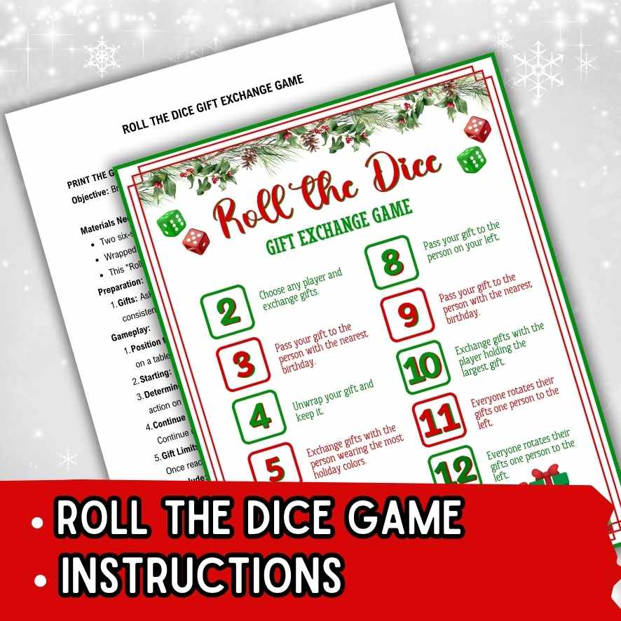 CHRISTMAS DICE GAME PRINTABLE