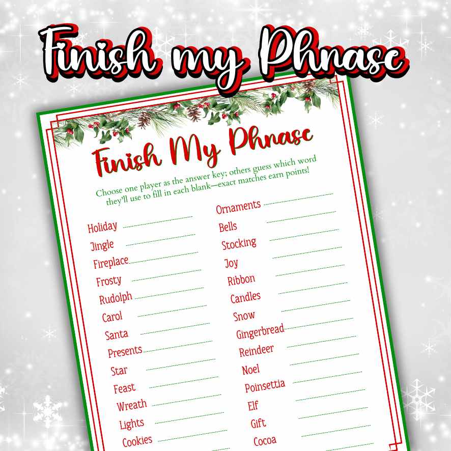 CHRISTMAS FINISH MY PHRASE PRINTABLE