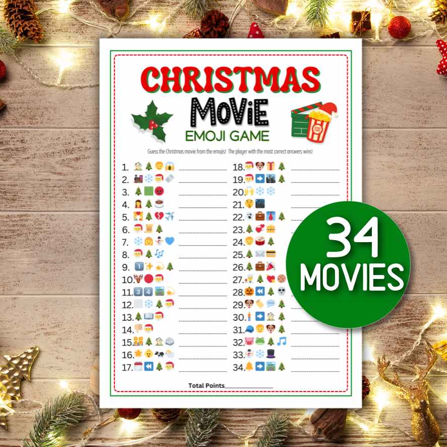 CHRISTMAS MOVIE EMOJI GAME PRINTABLE