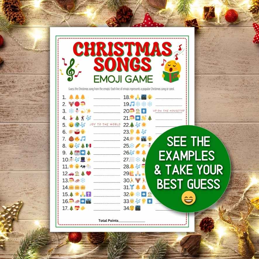 CHRISTMAS SONGS EMOJI GAME PRINTABLE - Image 2
