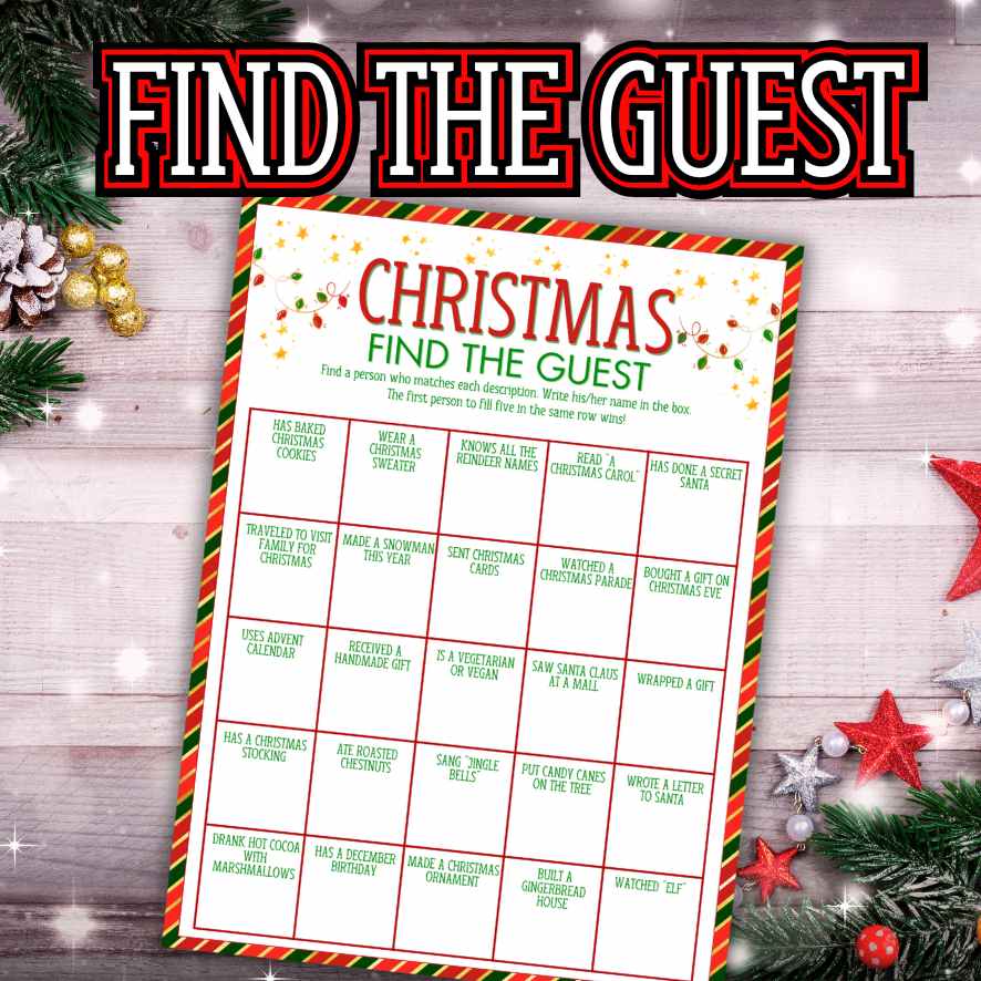 FIND THE GUEST BINGO CHRISTMAS