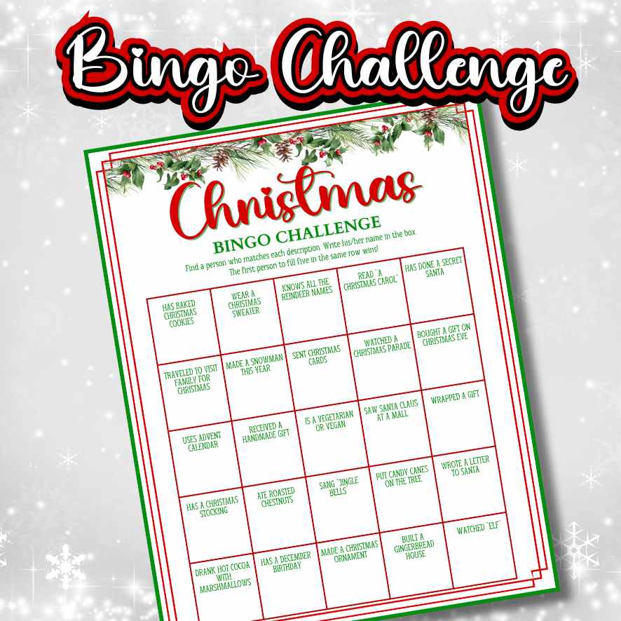 FIND THE GUEST CHRISTMAS BINGO CHALLENGE