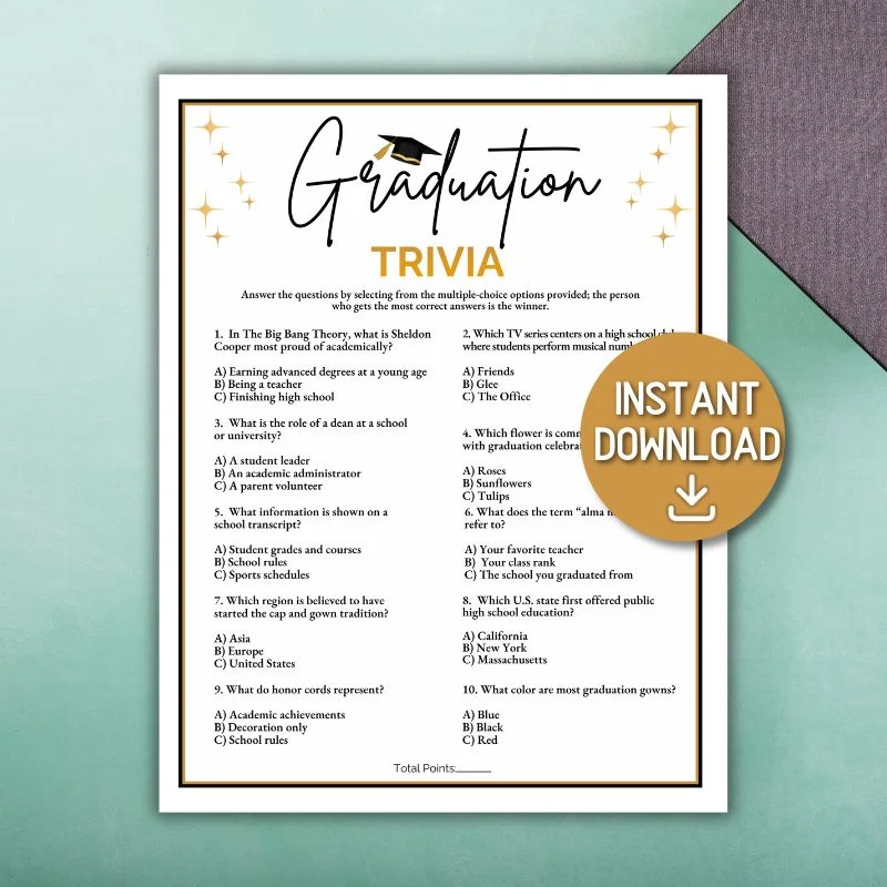 GRADUATION TRIVIA GAME PRINTABLE - Image 2