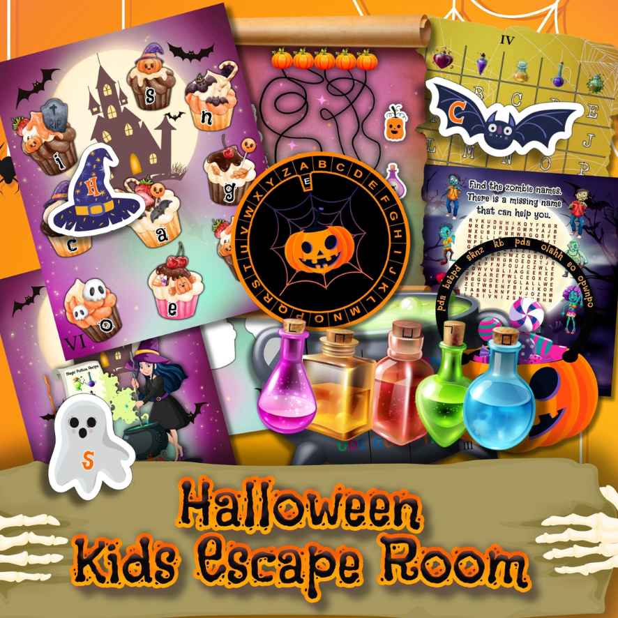 HALLOWEEN ESCAPE ROOM FOR KIDS - PRINT AND PLAY
