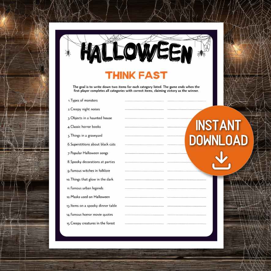 HALLOWEEN THINK FAST GAME