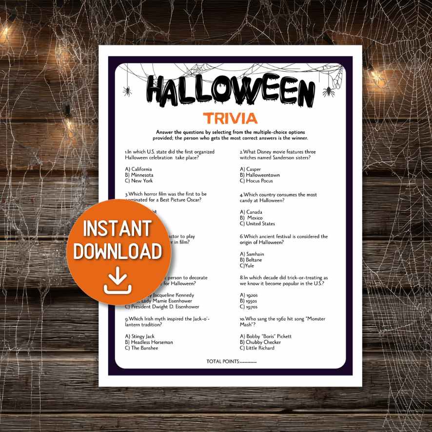HALLOWEEN TRIVIA GAME PRINTABLE - Image 2