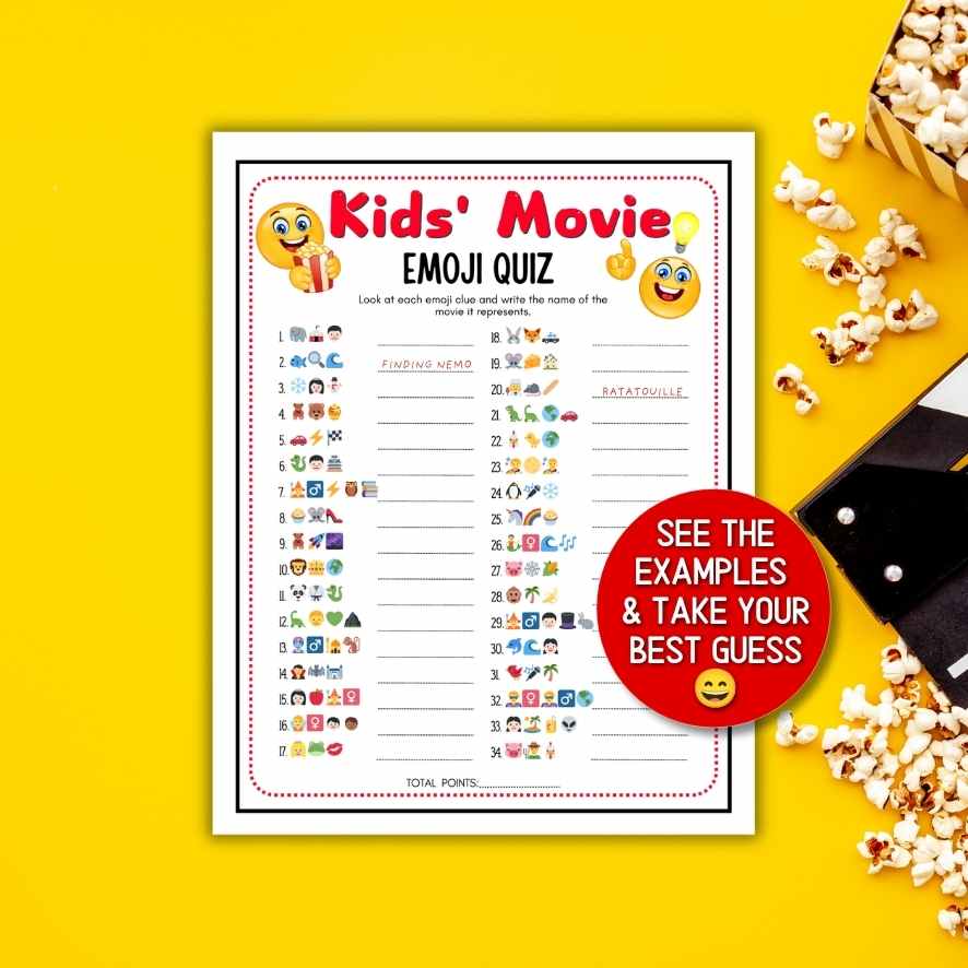 KID´S MOVIE EMOJI QUIZ PRINTABLE - Image 2