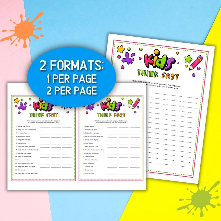 KIDS THINK FAST GAME PRINTABLE - Image 5