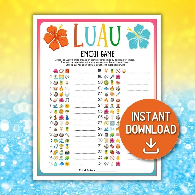 LUAU EMOJI PRINTABLE GAME - Image 2