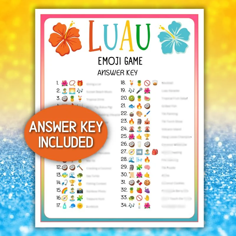 LUAU EMOJI PRINTABLE GAME - Image 4