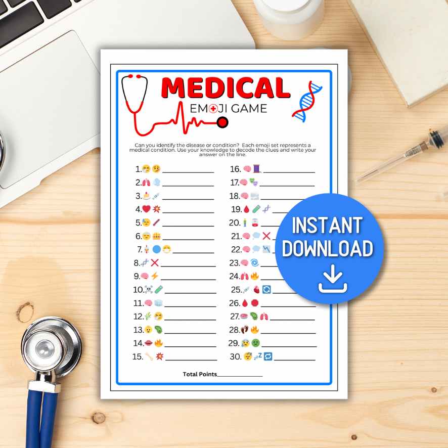 MEDICAL EMOJI GAME PRINTABLE