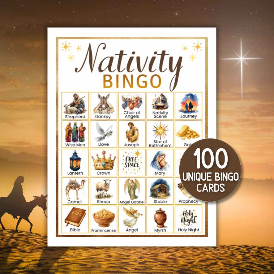 NATIVITY BINGO 100 CARDS PRINTABLE