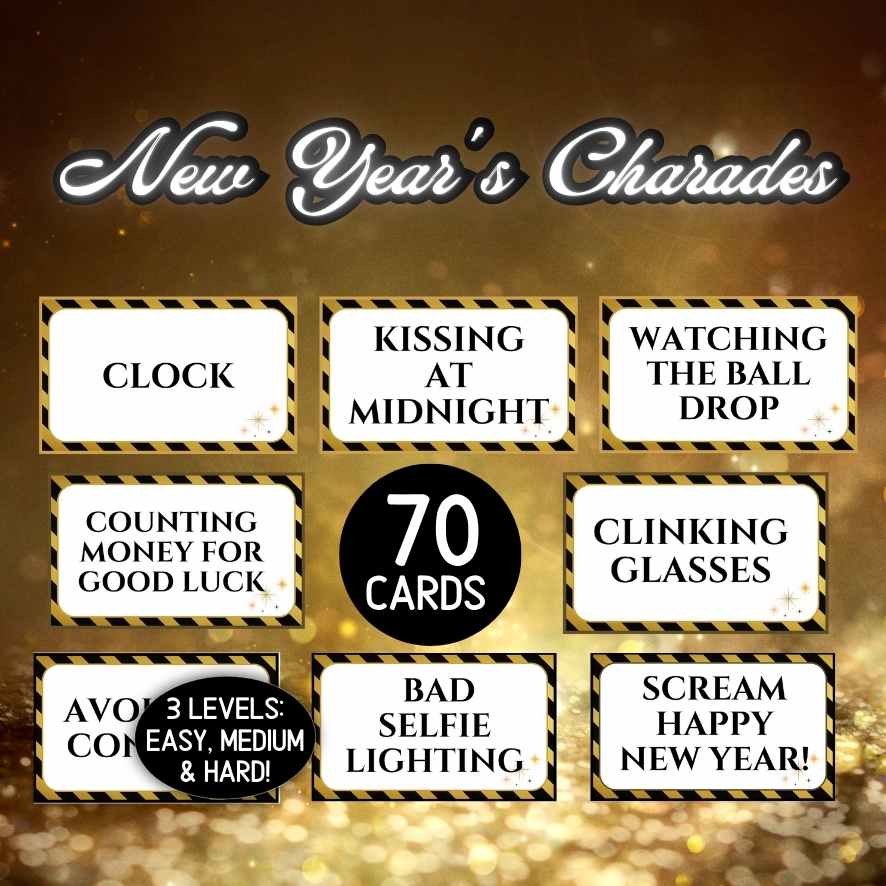 NEW YEAR'S CHARADES CARDS