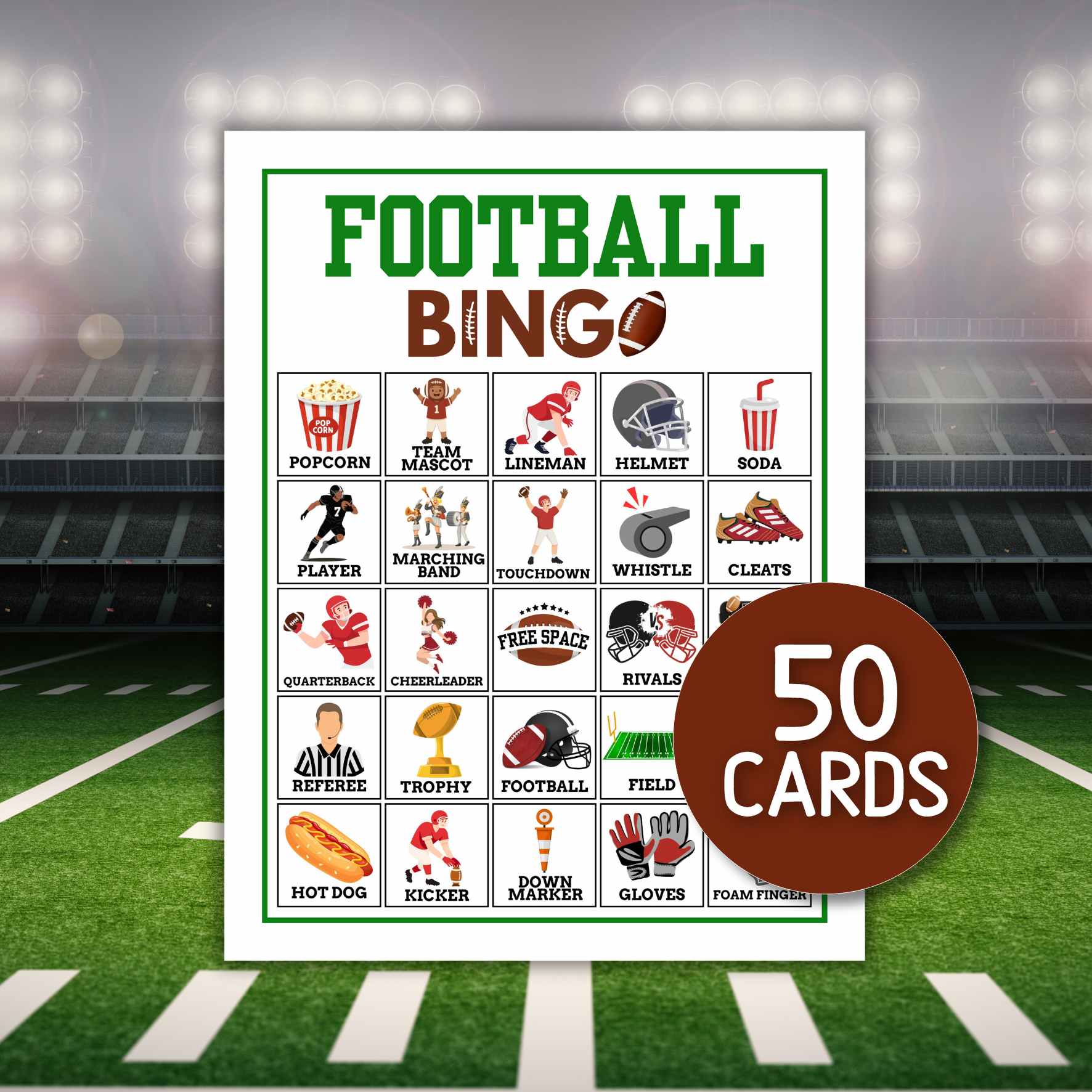 PRINTABLE FOOTBALL BINGO CARDS