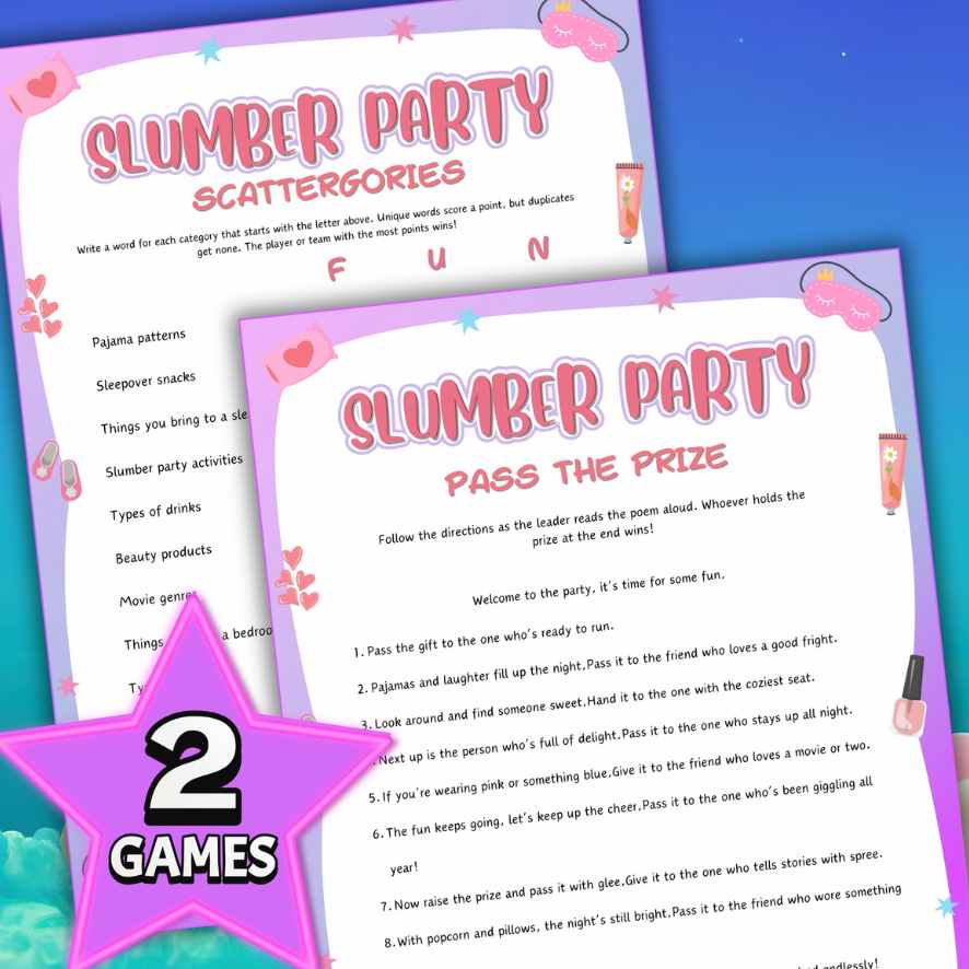 SLUMBER PARTY PASS THE PRIZE GAME