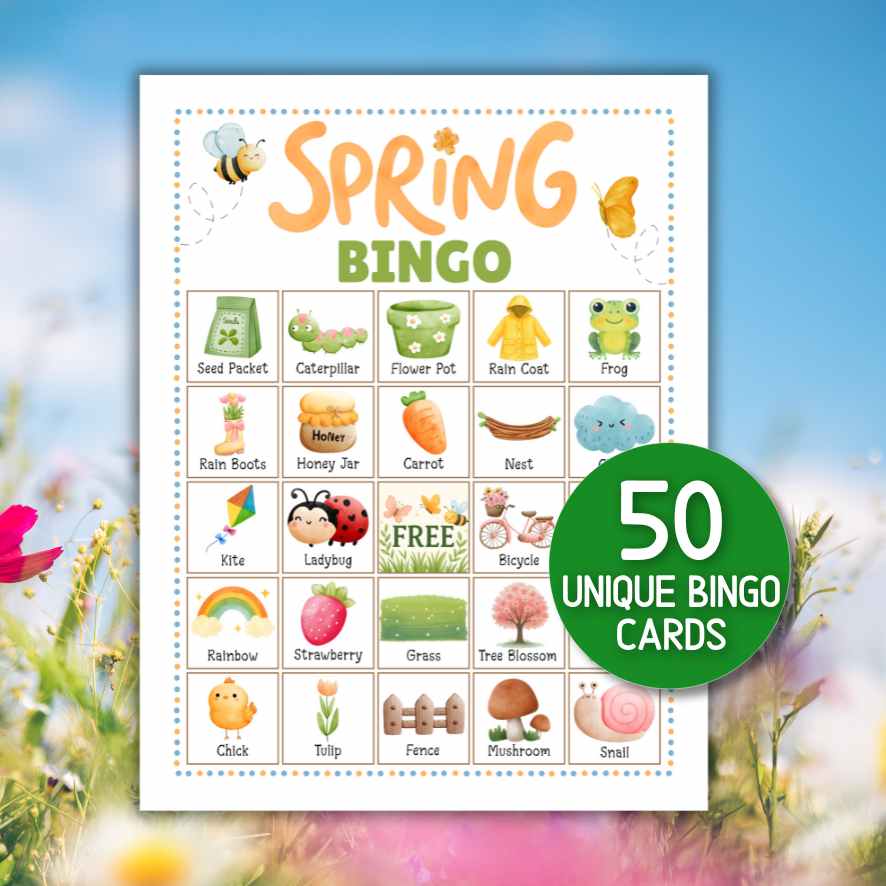 SPRING BINGO CARDS GAME PRINTABLE