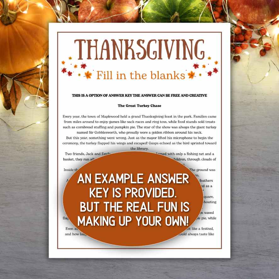 THANKSGIVING FILL IN THE BLANKS - Image 5