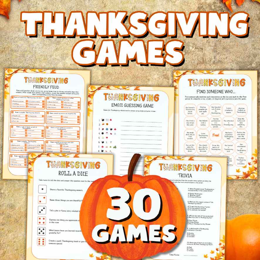 30 THANKSGIVING GAMES PRINTABLE