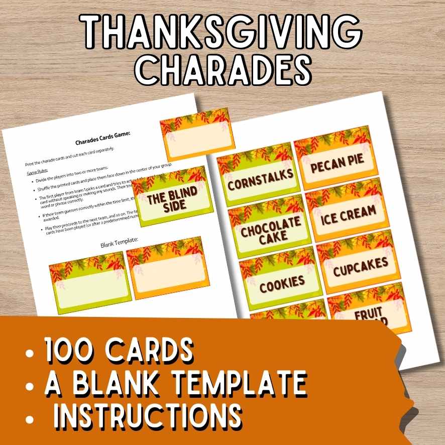 THANKSGIVING GAMES PRINTABLE CHARADES - Image 3