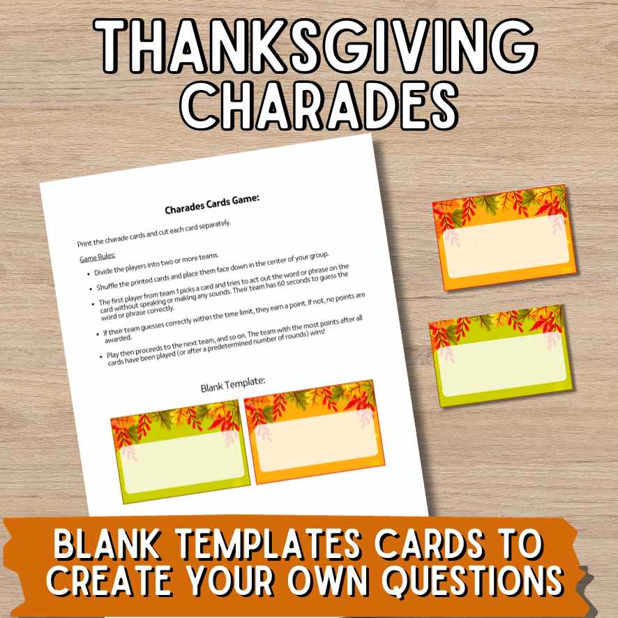 THANKSGIVING GAMES PRINTABLE CHARADES - Image 4