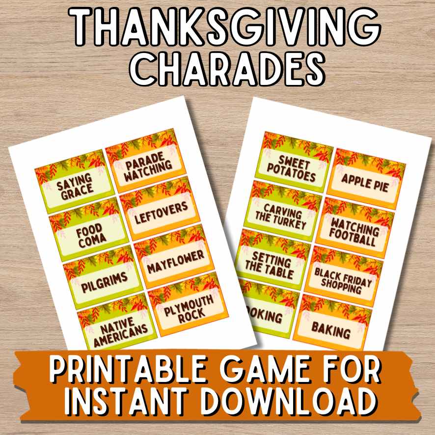THANKSGIVING GAMES PRINTABLE CHARADES - Image 5