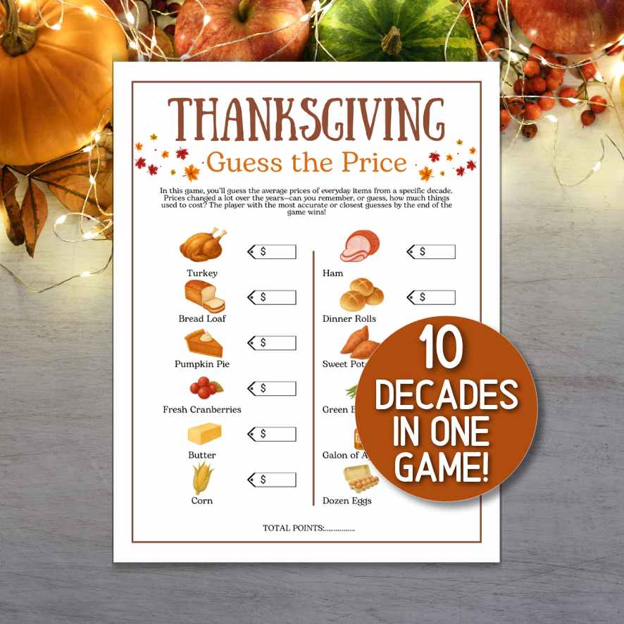 THANKSGIVING GUESS THE PRICE GAME