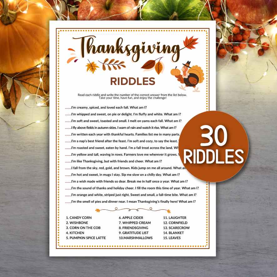 THANKSGIVING RIDDLE ME THIS GAME - Image 3