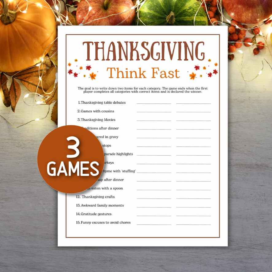 THANKSGIVING THINK FAST GAME - Image 2