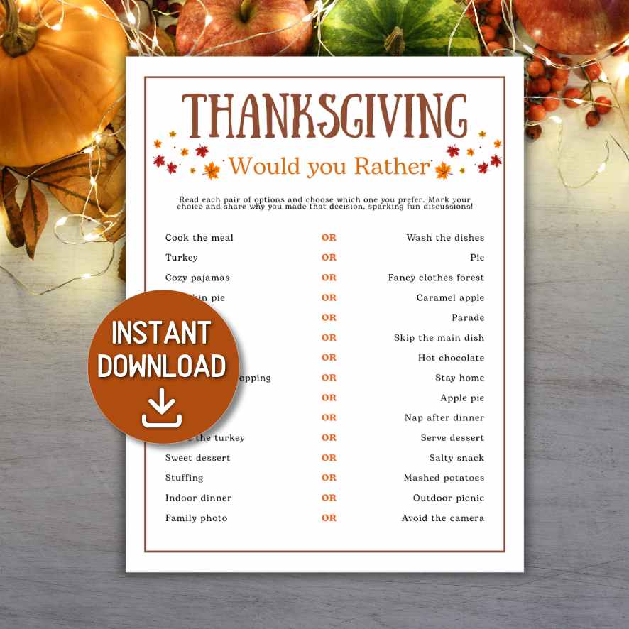 THANKSGIVING WOULD YOU RATHER GAME