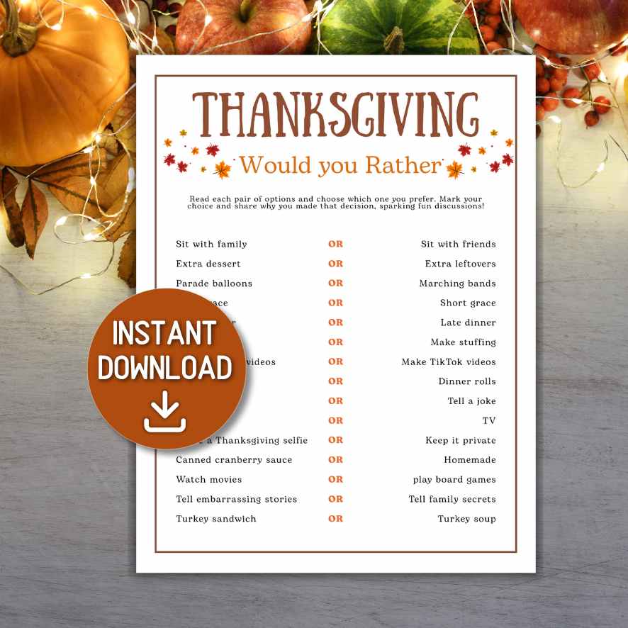 THANKSGIVING WOULD YOU RATHER GAME - Image 3
